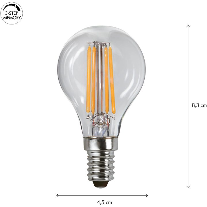LED-lampa E14 Klot Clear 3-step memory Transparent Star Trading – billede 2