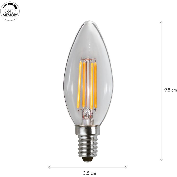 LED-lampa E14 Kron Clear 3-step memory Transparent Star Trading – billede 6