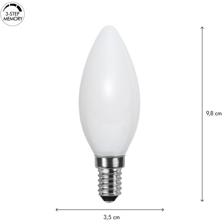 LED-lampa E14 Kron Opaque fil RA90 3-step memo Opal Star Trading – billede 6