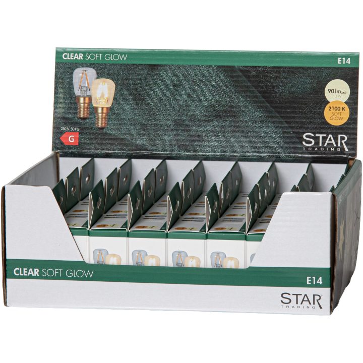 LED-lampa E14 Päronlampa Soft Glow Transparent Star Trading – billede 3