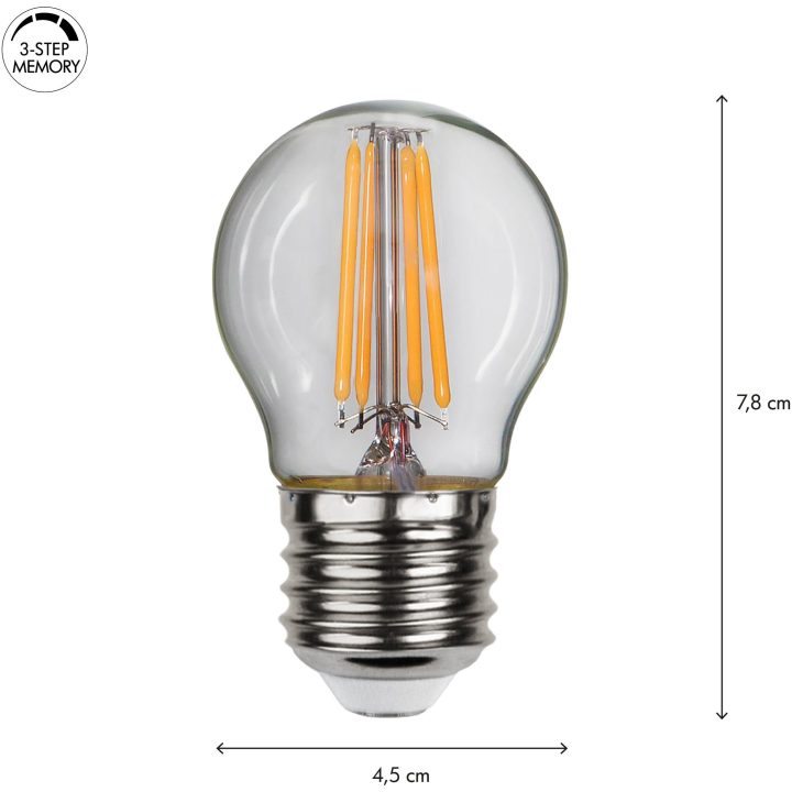 LED-lampa E27 Klot Clear 3-step memory Transparent Star Trading – billede 6