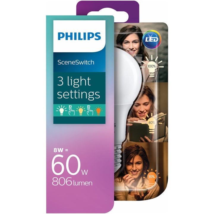 LED-pære "3-SceneSwitch", Normal, Mat, 8/5/2W, E27, 230V, Ph Philips – billede 3