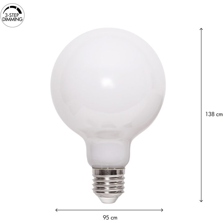 LED-pære E27 G125 Opaque Filament RA90 3-step Opal Star Trading – billede 5