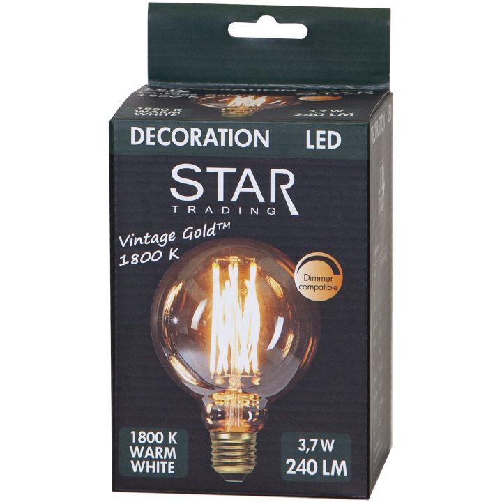 LED-pære E27 G95 Vintage Gold Amber Star Trading – billede 26