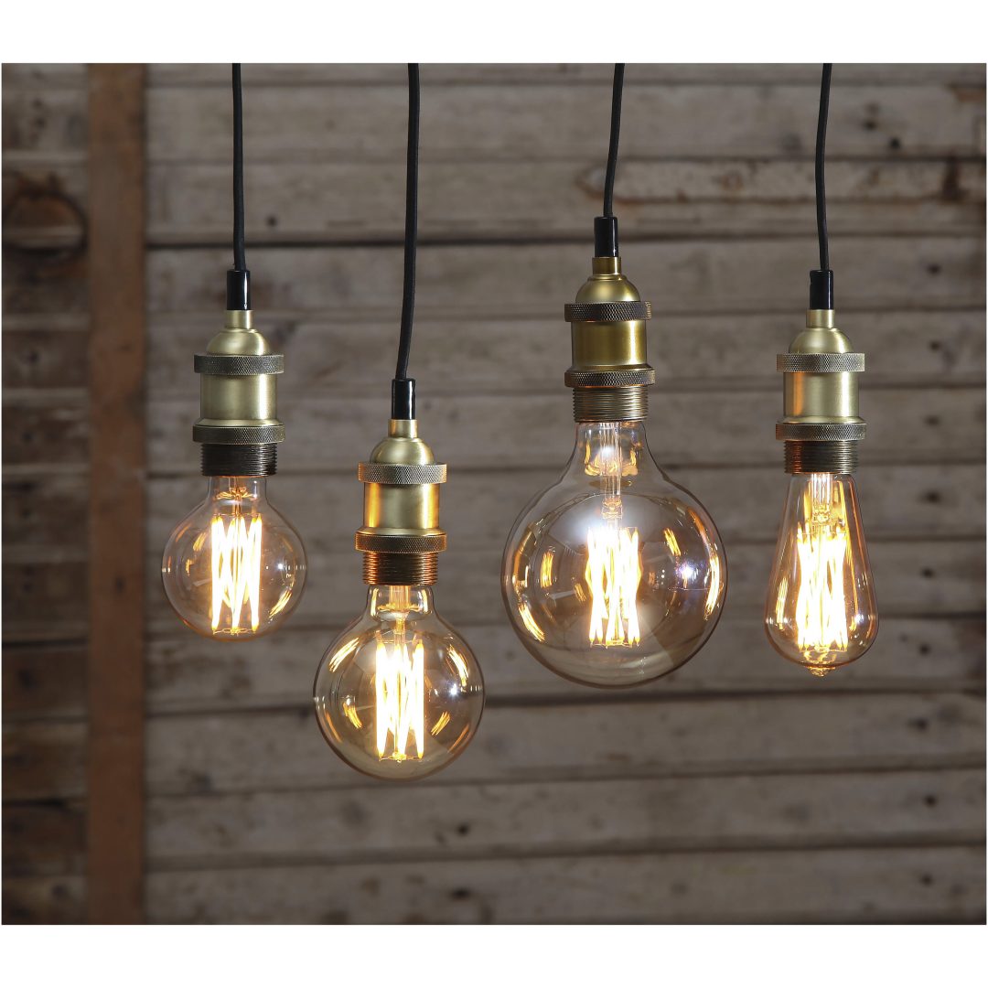 LED-pære E27 G95 Vintage Gold Amber Star Trading – billede 3