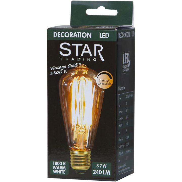 LED-pære E27 ST64 Vintage Gold Amber Star Trading – billede 3