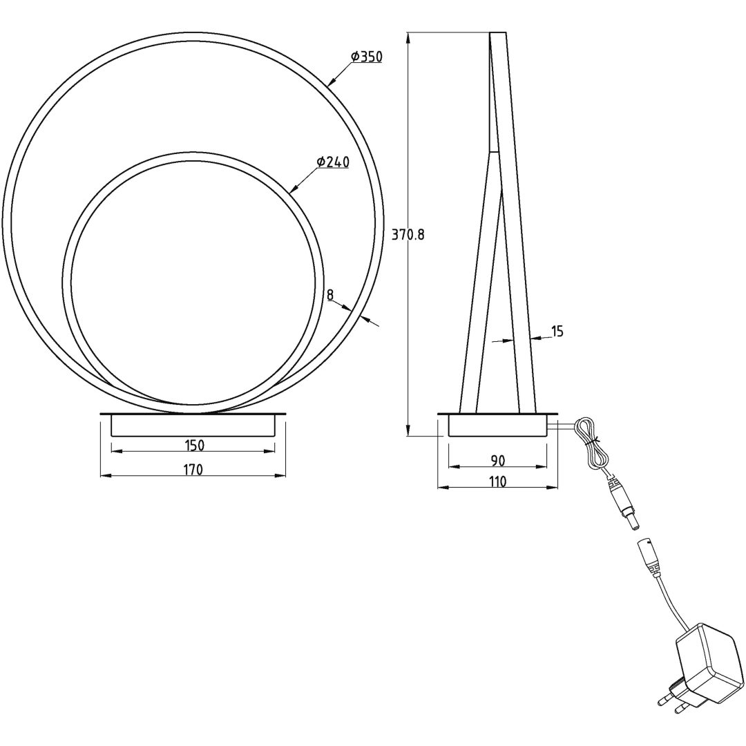 Loop Bordlampe, Stål ANETA HOME Champagne – billede 9