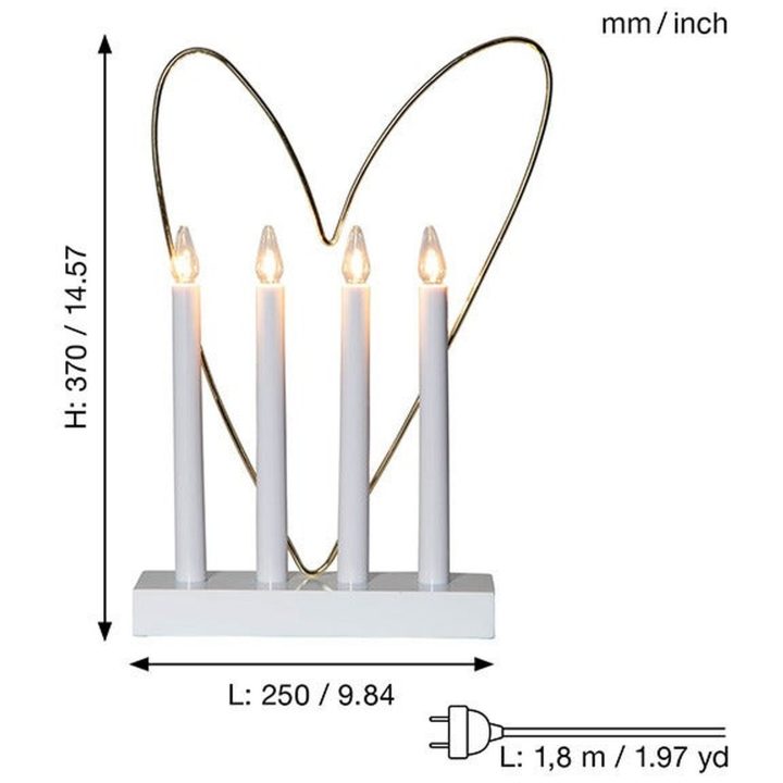 Lysestage Glossy Heart Hvid Star Trading – billede 7
