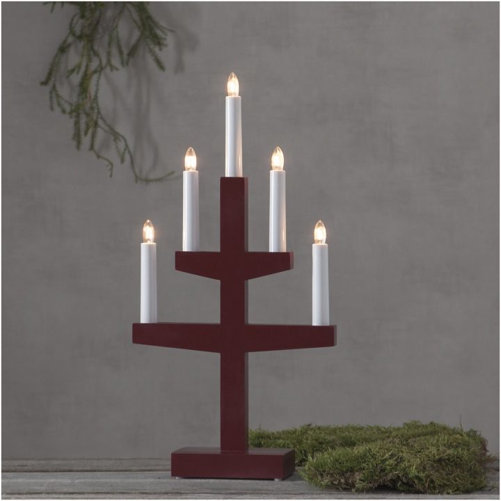 Lysestage Trapp Rød Star Trading Træ / 46 cm – billede 12
