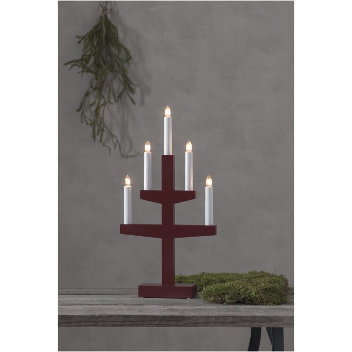 Lysestage Trapp Rød Star Trading Træ / 46 cm – billede 7