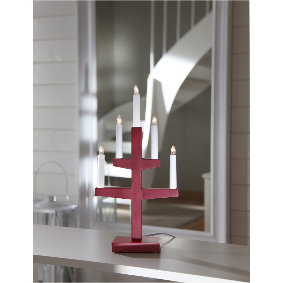 Lysestage Trapp Rød Star Trading Træ / 46 cm – billede 6