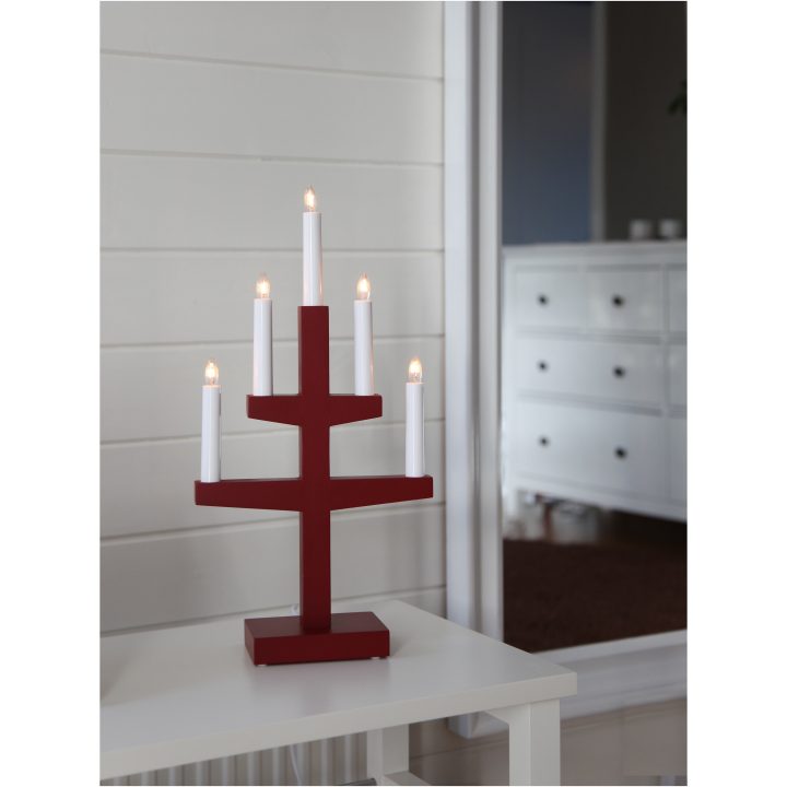 Lysestage Trapp Rød Star Trading Træ / 46 cm – billede 5