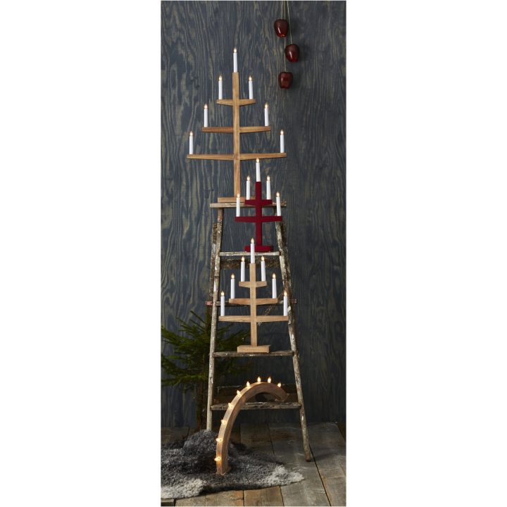 Lysestage Trapp Rød Star Trading Træ / 46 cm – billede 5