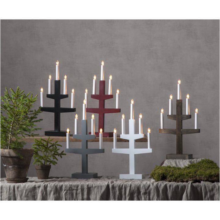 Lysestage Trapp Rød Star Trading Træ / 46 cm – billede 2
