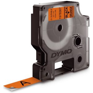 MÄRKBAND D1 12MMx3M SVART/ORAN