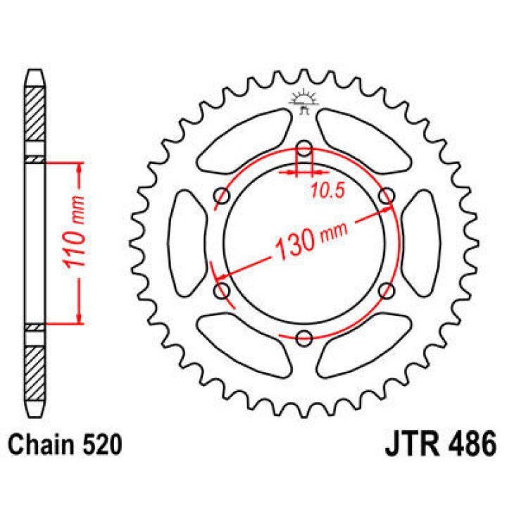 MC-bagtandhjul Stål JT 42 Tand 520 Sort – billede 2