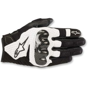 MC-handsker Læder Smx-1 Air Carbon V2 Sort/hvid ALPINESTARS