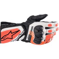 MC-handsker Læder Sp-8 V3 Sort/hvid/rød Fluorescerende ALPINESTARS