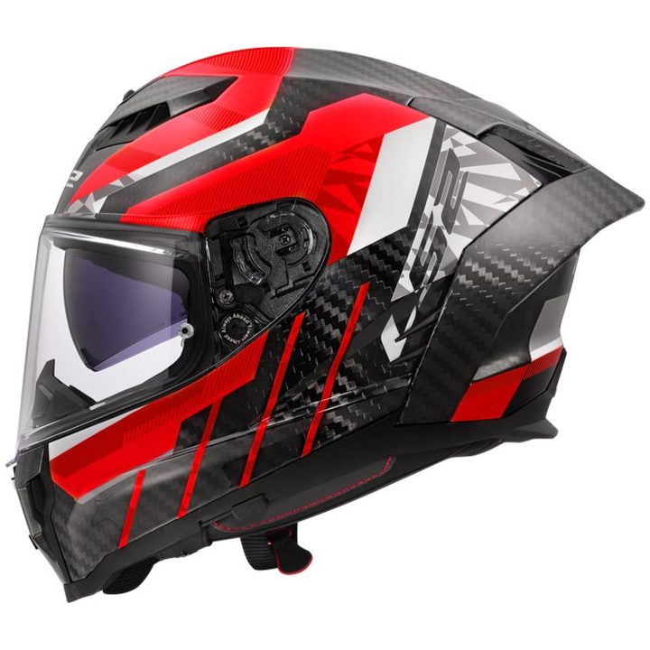 MC-Hjelm FF807 DRAGON Kulfiber Trax Rød/Hvid LS2 M – billede 2