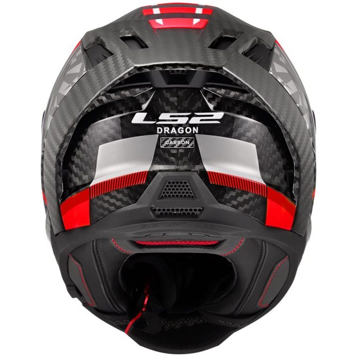 MC-Hjelm FF807 DRAGON Kulfiber Trax Rød/Hvid LS2 M – billede 3