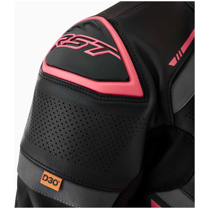 MC-Jakke Dame D3O Læder Sort Pink RST XS – billede 4
