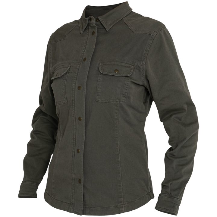 MC-jakke Dame Tekstil Olive JOHN DOE Vandresistent – billede 2