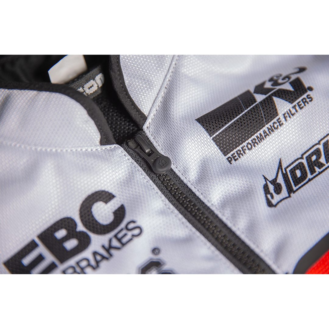 MC-Jakke Hooligan Ultrabolt Grå/Rød ICON Small – billede 9