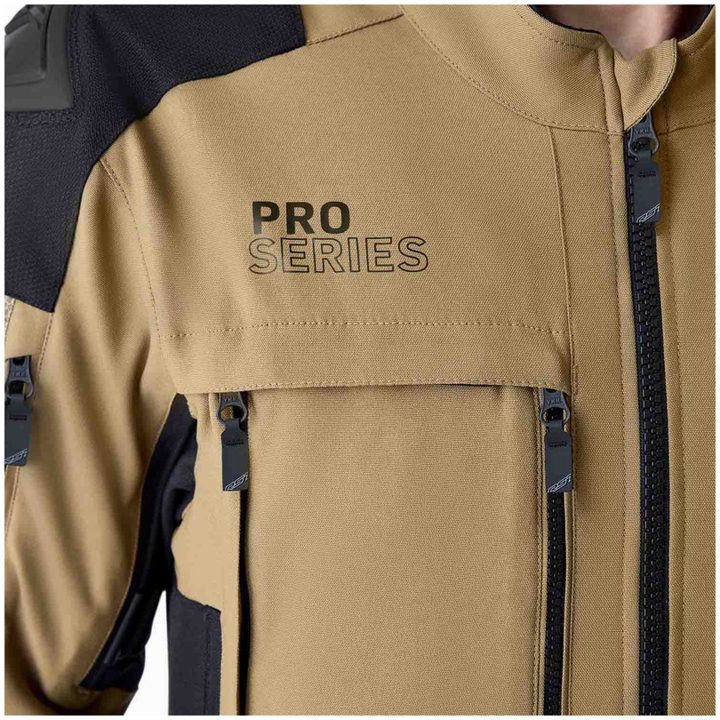 MC-Jakke Pro Series Adventure D3O Tekstil Sand Sort RST 40 – billede 7
