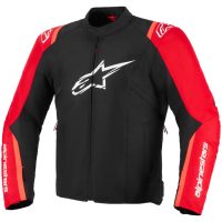 MC-Jakke T-SPS v2 Vandtæt Tekstil Sort/Fluorescerende Rød Alpinestars