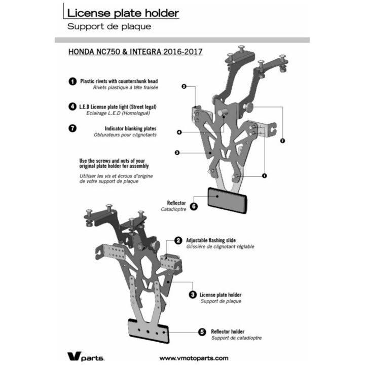 MC-nummerpladeholder Sort V PARTS Sort – billede 2