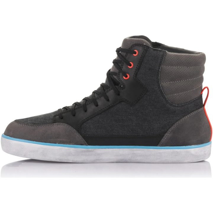 MC-sko J-6 Wp Canvas Antracit/Sort/Lyseblå/Rød/Grå Canvas/Fuldnarvet læder ALPINESTARS 40.5 – billede 4