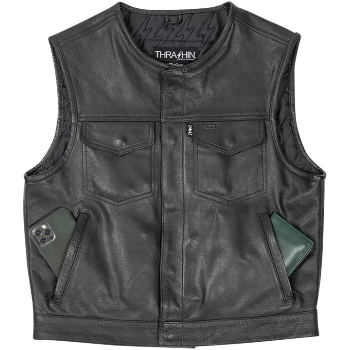MC-Vest Encinal Læder Sort THRASHIN SUPPLY CO. – billede 4