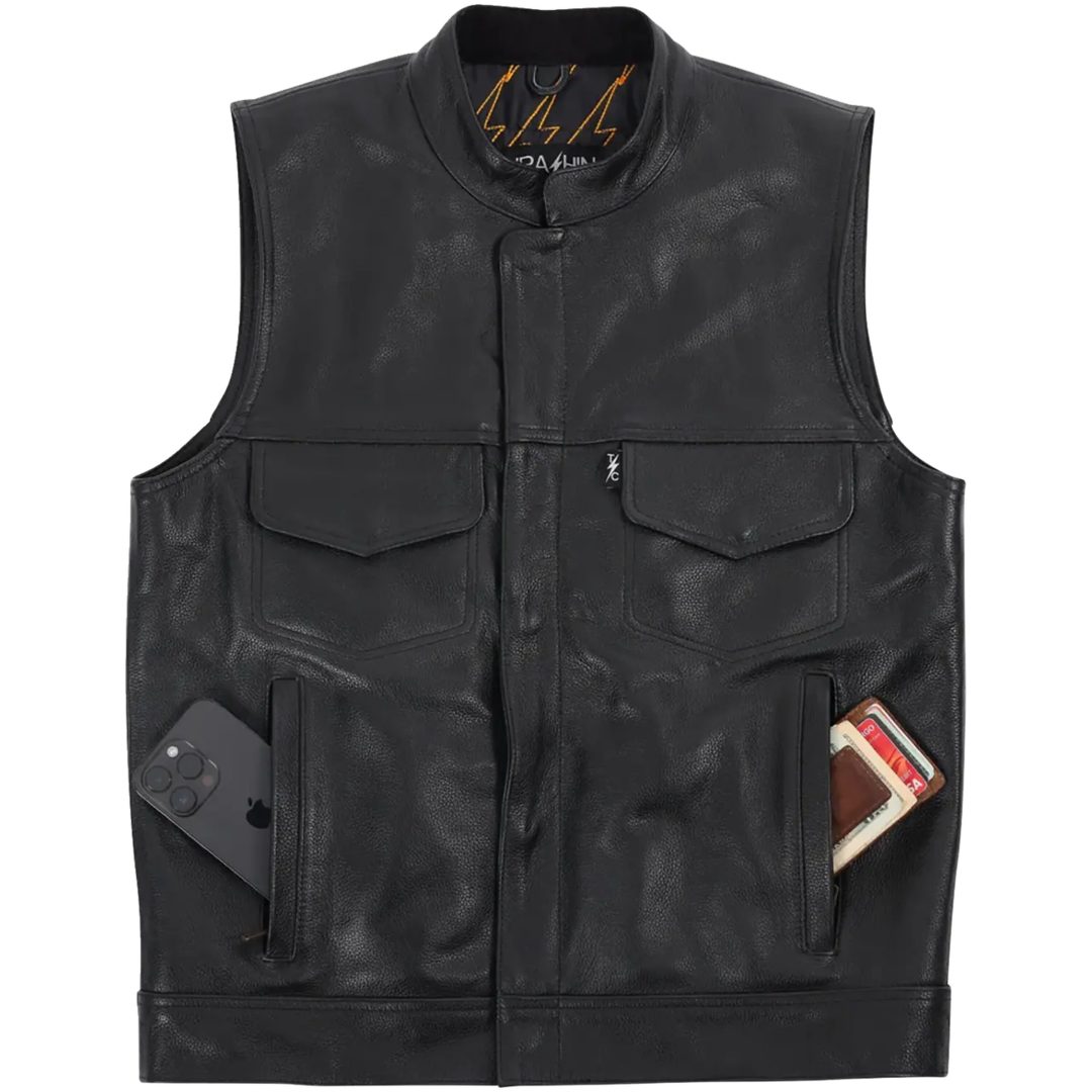 MC-Vest Mulholland Læder Sort THRASHIN SUPPLY CO. – billede 3