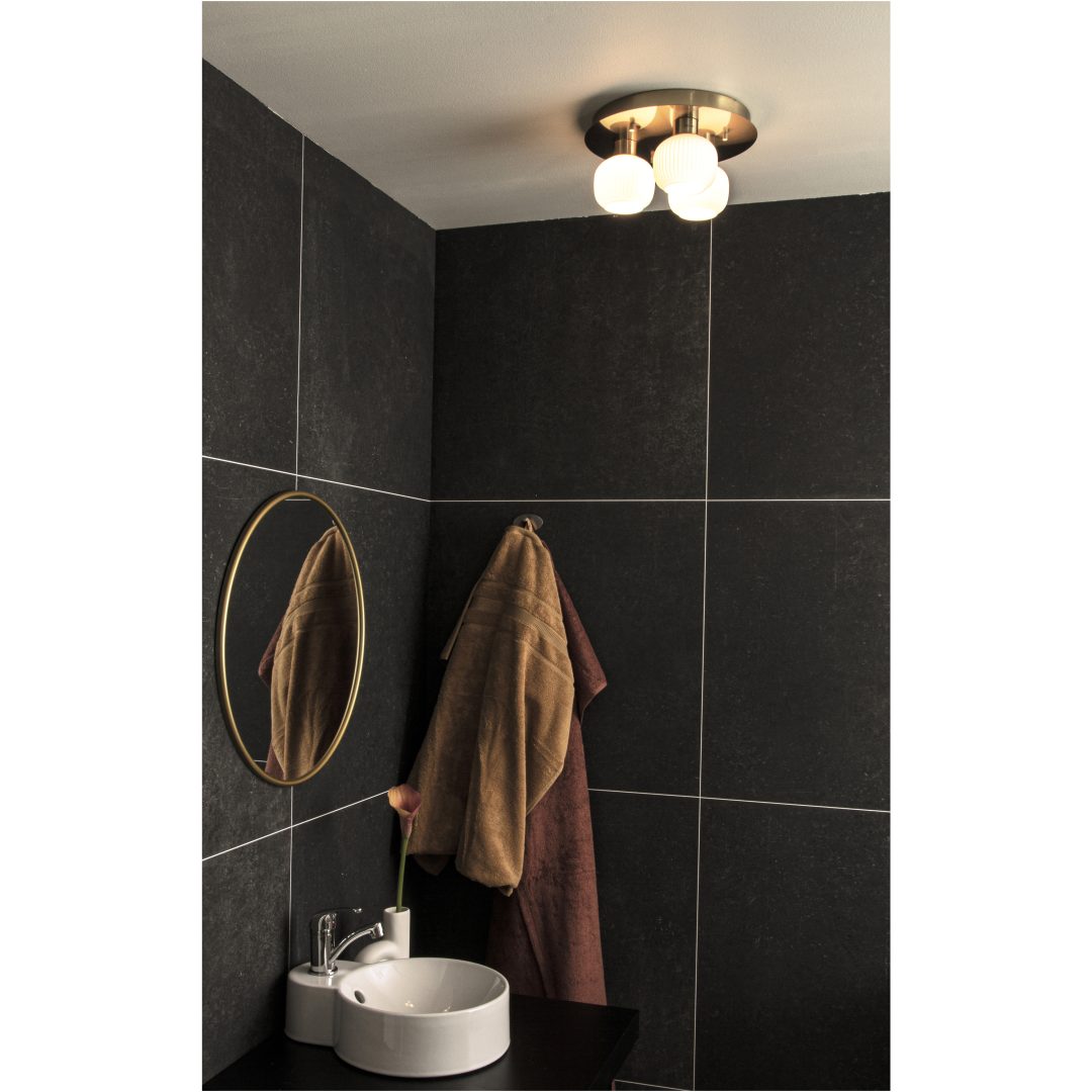 Messina Plafond Bad, Mat Messing ANETA HOME Sokkel G9 Mat Messing /Opalhvid – billede 3