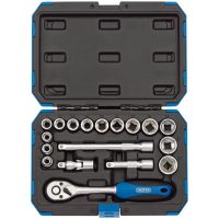 Metric & Inch 3/8" Sockets & Ratchet Set - 18 Pieces DRAPER