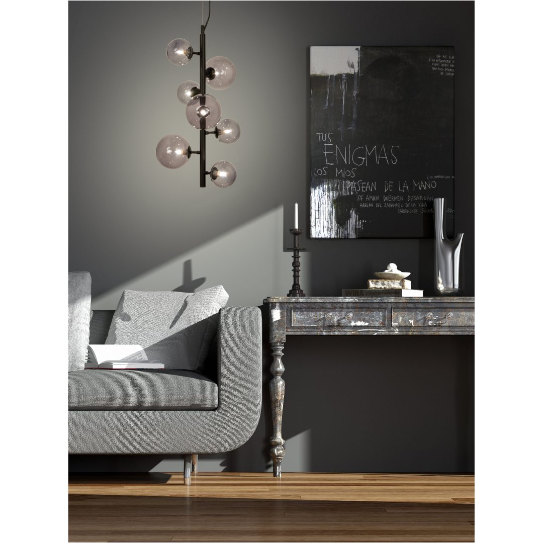 Molekyl Loftlampe Lodret, Sort/røg ANETA HOME Sokkel G9 Sort /Røggrå – billede 6