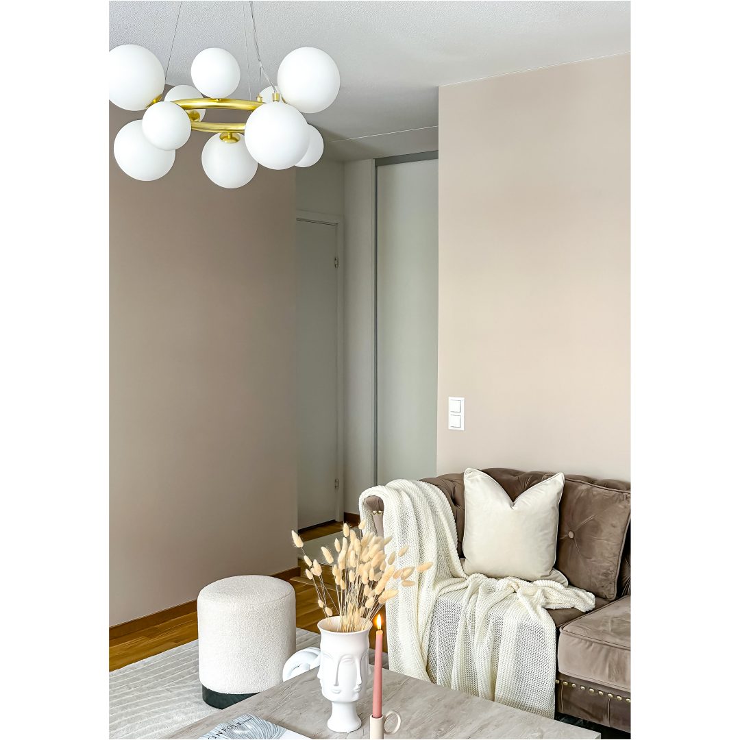Molekyl Loftlampe Rund, Mat Messing/hvid ANETA HOME Sokkel G9 Mat Messing /Opalhvid – billede 9