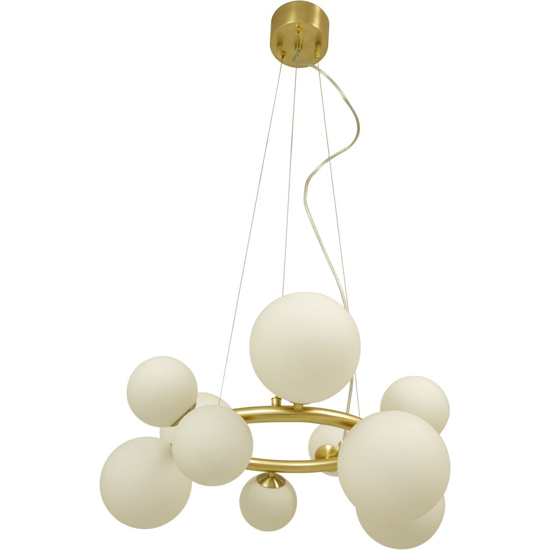 Molekyl Loftlampe Rund, Mat Messing/hvid ANETA HOME Sokkel G9 Mat Messing /Opalhvid – billede 5