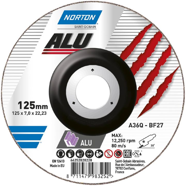 Navrondel til aluminium Norline Alu NORTON NAVRONDEL 125X7X22 ALU – billede 2