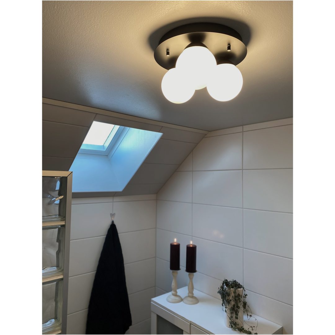 Nicosia Plafond 3, Bad, Sort ANETA HOME Sokkel G9 Sort /Opalhvid – billede 2
