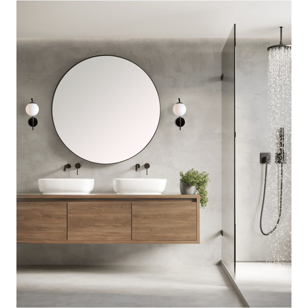 Nicosia Væglampe, Bad, Sort ANETA HOME Sort /Opalhvid – billede 2