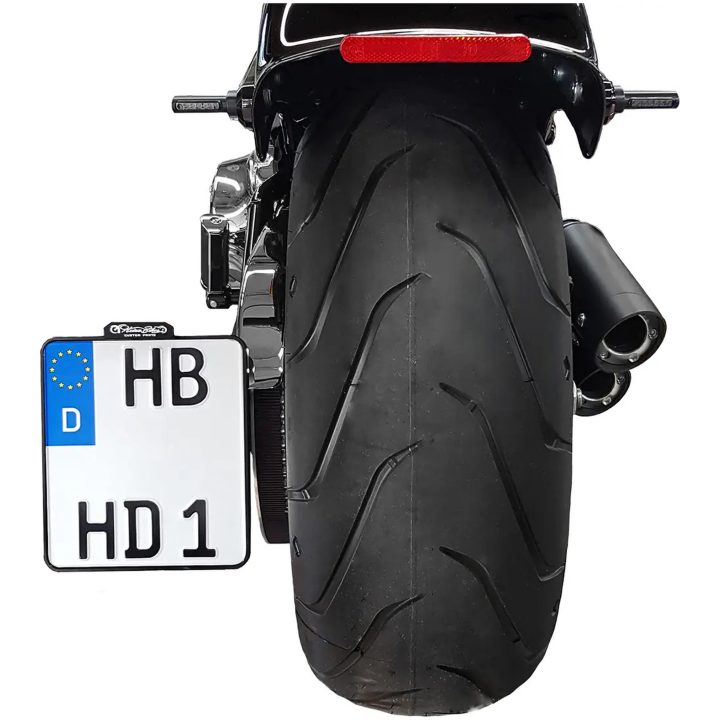 Nummerpladeholder Sidemonteret Hvid/Sort/Krom HEINZ BIKES Baglygte/Nummerpladelys – billede 2