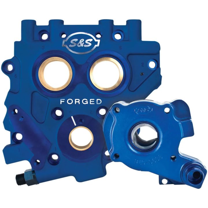 Oliepumpe og knaststøtteplade Tc3 Blå Aluminium S&S Cycle PUMP OIL W/CAM PLT 07-15 – billede 2