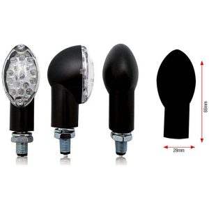 Ovale LED Blinklys Sort Universal BIHR