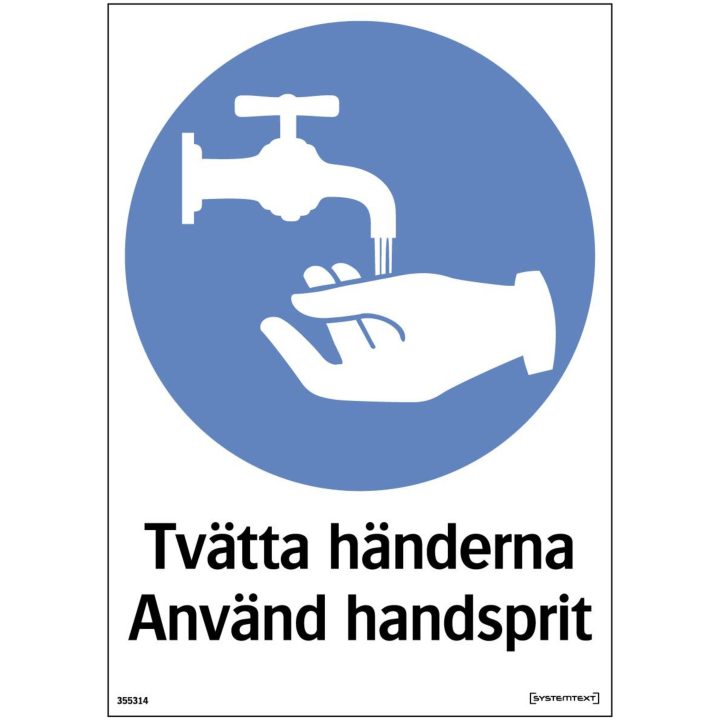 Påbudsskilt Vask hænder SKILT 355324 297X195MM – billede 2