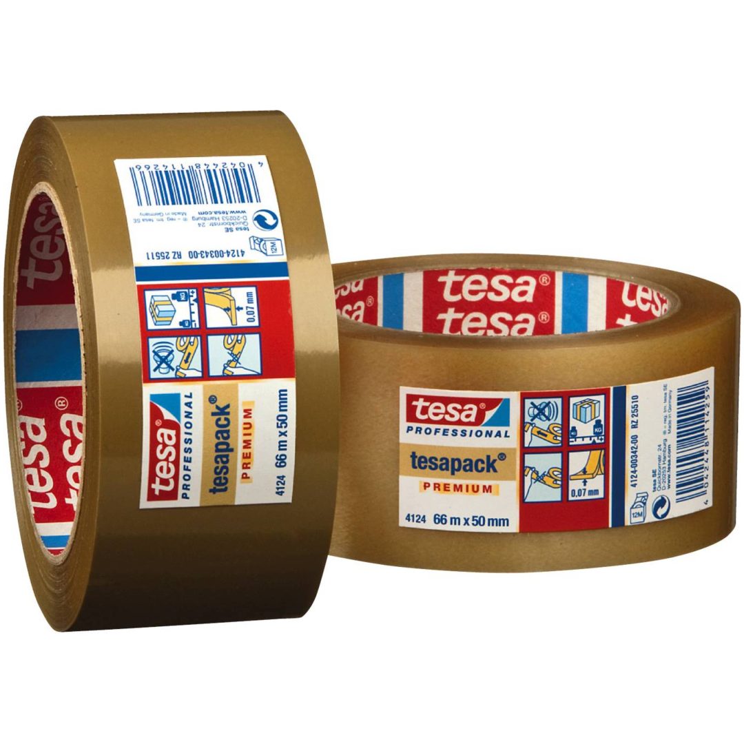 Pakketape PVC 4124 TESA TAPE PACK 4124 25MMX66M BRUN