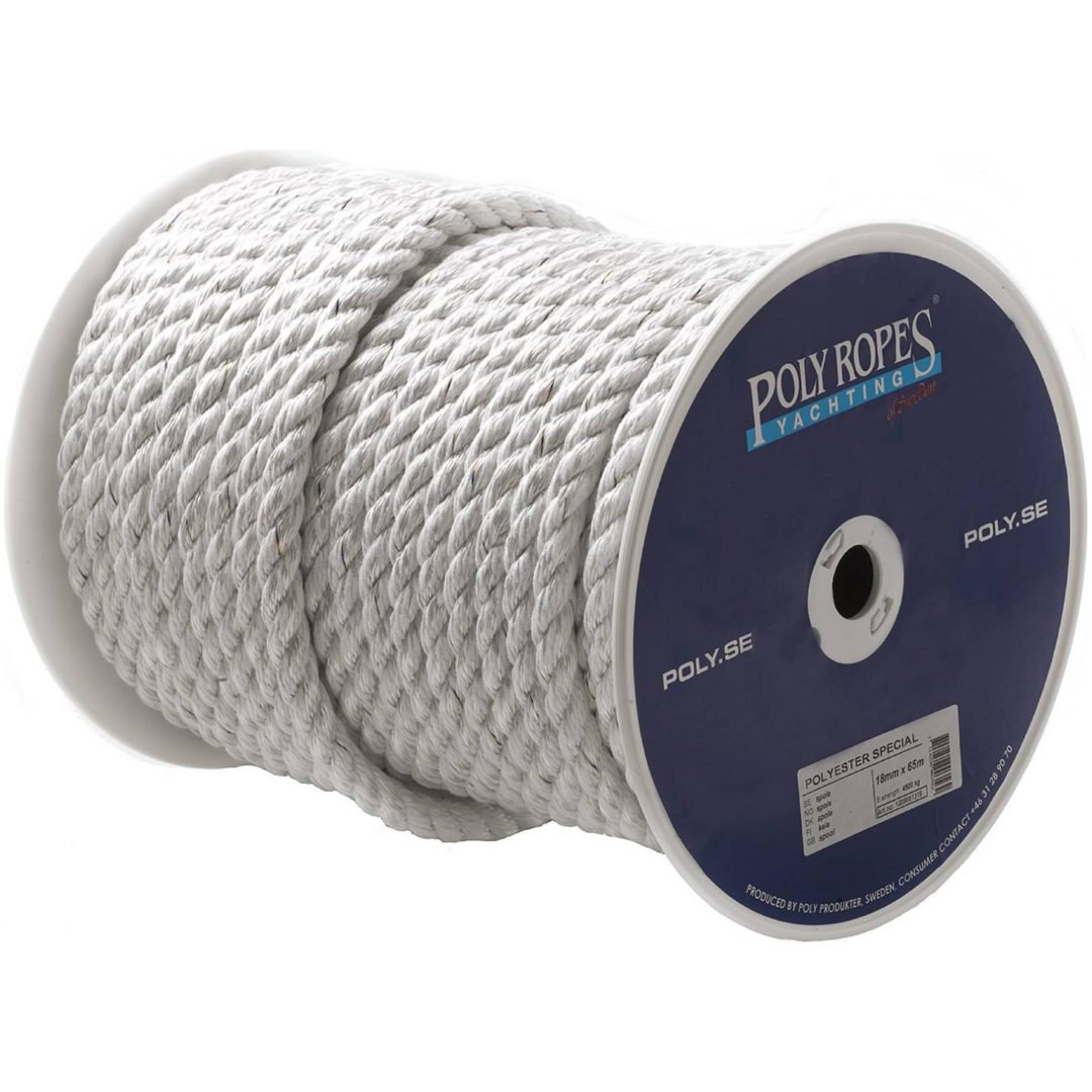 Polyesterreb Special Hvid POLY TOVVÆRK POLYESTER 18MM SPOLE