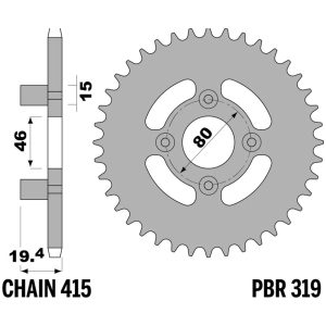 Rear Sprocket Steel Standard - 415 PBR