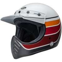 Retro Hjelm Moto-3 Rsd Saddleback Satin Glans Hvid/Sort BELL