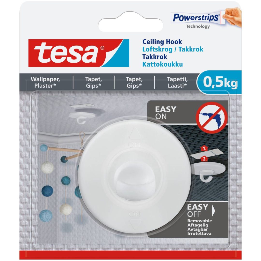 Selvklæbende Justerbar Loftkrog 0,5 kg TESA LOFTSKROG TESA TAPET 0,5KG 1ST
